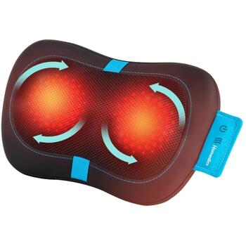Homedics SP-50H Šiatsu masāžas spilvens ar sildīšanu, 4 mezgli, akumulators, melns (SP-50H)