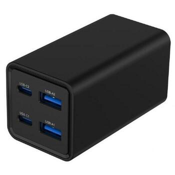Gembird Зарядное устройство TA-UC-2A2C-PD65-01-BK 4-портовое 65 Вт, 100-240 В, 20 В, 1.5 м сетевой кабель, черный, PD, QC 3.0 (TA-UC-2A2C-PD65-01-BK)