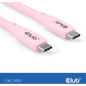 Club3D kabelis USB-C uz USB-C 2m, rozā, CAC-3002, 20Gbps, 4K 60Hz, Power Delivery 240W (CAC-3002)