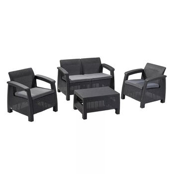 Dārza mēbeļu komplekts Corfu Set pelēks KETER 29197361939 75x70x79cm, 128x70x79cm, 77x57x42cm (29197361939)