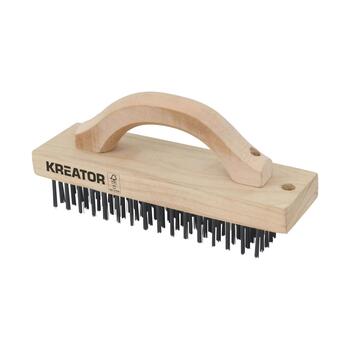 Kreator Металлическая щетка KRTH50001, 96 рядов, 145x40мм, стальная щетина, деревянная ручка, нескользящая рукоятка (KRTH50001)