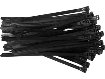 Yato savilcēji YT-70673, 7.6x200mm, 50gab, melni, neilona PA66 UL 94 V-2, UV izturīgi, 215-225°C, eļļas izturīgi (YT-70673)