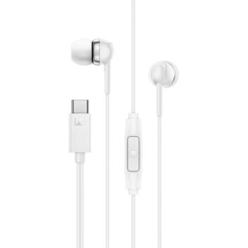 Sennheiser austiņas CX 80U 800151, 28 Ω, 17-20 kHz, 119 dB, USB-C, 1.2 m, 9.7 mm, balts, ar mikrofonu, ieliekamās, vadu (800151)
