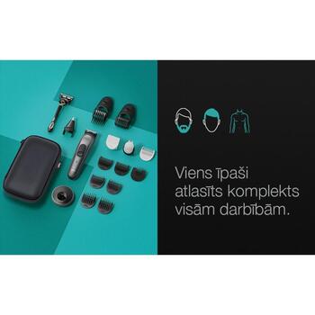 Braun matu trimmeris MGK7491, 100 min, 21 garuma iestatījumi, 17 piederumi, AutoSense, LED indikators, mazgājams, slapjš un sauss (MGK7491)