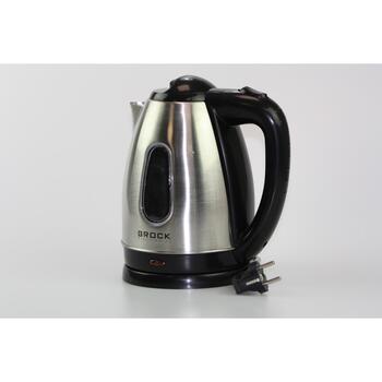 Brock WK 0601 SS электрический чайник, 1,8 л, 1500 Вт, черный/сталь, индикатор уровня воды, автоотключение (WK 0601 SS)
