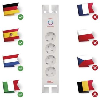 Emos Защита от перенапряжения P54212, 2м, 900Дж, 4x2P+PE, 16А, 3680Вт, EMI/RFI фильтр, защита от детей (P54212)