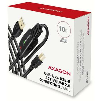 Axagon USB-кабель ADR-210B 10м, активный, USB 2.0 A-M, B-M, 1 x USB 3.0 B, черный (ADR-210B)