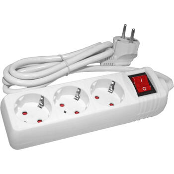 Pagarinātājs ar 3 ligzdām 5 m ar zemējumu un slēdzi 3G x 1,5 mm 9037140 BESK (9037140)