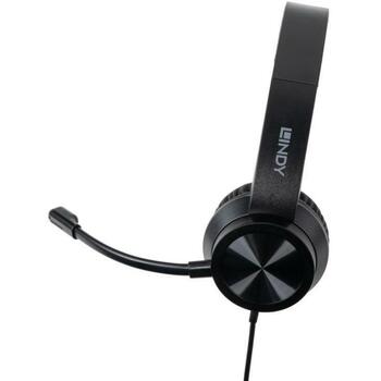 Lindy гарнитура 20439 USB Type-C, 20 - 20000 Гц, 1.95 м кабель, бинауральная, черная, встроенное управление (20439)