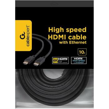 Gembird HDMI-HDMI кабель 10м CC-HDMI4-10M 4K UHD 60Hz, 10 Гбит/с, золотые контакты, черный (CC-HDMI4-10M)