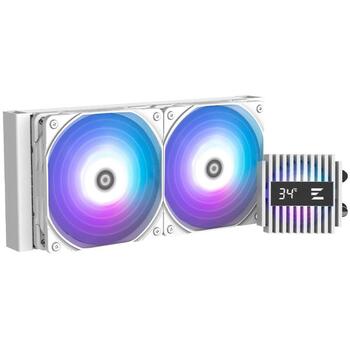 Zalman šķidruma CPU dzesētājs ALPHA2 V2 A24 WHITE, 240mm, 2 ventilatori, 800-2000rpm, 29.7dB, RGB, LCD displejs, balts (ALPHA2 V2 A24 WHITE)