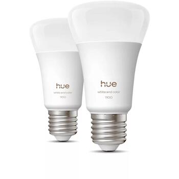 Philips Hue WCA 1100 A60 2P EU, светодиодная лампа, E27, 8.1 Вт, 1100 лм, 1000-20000 K, белый и цветной свет, Bluetooth, Zigbee (8720169365735)