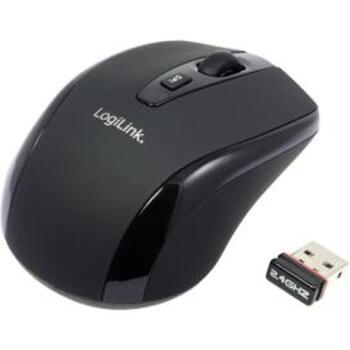 Logilink оптическая беспроводная мышь ID0031, 800/1600 dpi, 2.4 ГГц, 10 м, 3 кнопки, USB, прокрутка, Plug and Play, черная (ID0031)
