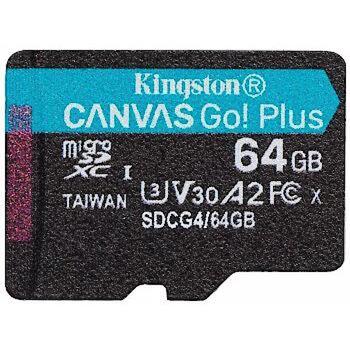 Kingston Canvas Go! Plus 64 GB microSDXC (black, UHS-I U3, Class 10, V30, A2) (SDCG4/64GBSP)