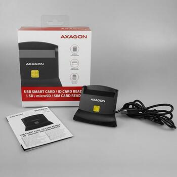 Axagon Считыватель смарт-карт CRE-SM2, USB 2.0, кабель 1.3 м, поддерживает SIM, microSD, SD карты, черный (CRE-SM2)