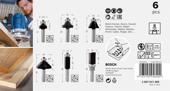 Frēžu komplekts Trim&Edging 6 gab. 8 mm kāts 2607017469 BOSCH (2607017469)
