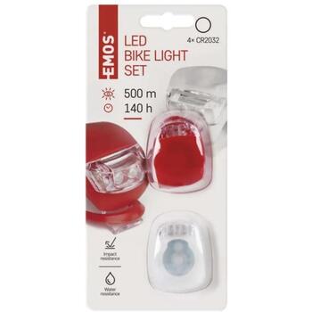 Emos LED передний и задний фонарь для велосипеда P3921, 10 лм, 140 ч, 2x CR2032, красный, белый, IP43, 3 режима (P3921)