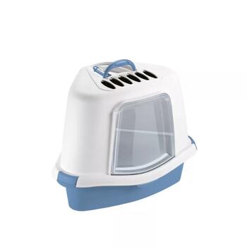 Stefanplast Sprint Corner Plus 2196825, kaķu tualete stūra slēgtā, 56x40x40 cm, plastmasa, zila/balta (2196825)