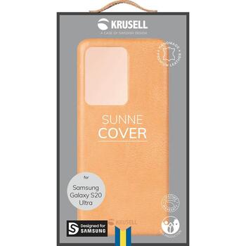Krusell Sunne Cover Samsung Galaxy S20 Ultra 61961, бежевый, кожзам, задняя крышка, беспроводная зарядка, защита от царапин (61961)