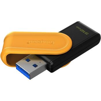 Kingston USB флешка DTXS/512GB, 512 ГБ, USB Type-A, черный/желтый, поворотный, совместим с Windows, macOS, Linux (DTXS/512GB)