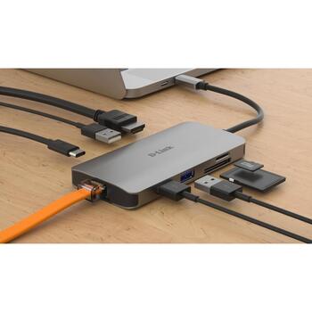D-Link док-станция DUB-M810, 3x USB 3.0, USB-C, HDMI 4K, SD/microSD, Gigabit Ethernet, USB-C PD 100W (DUB-M810)