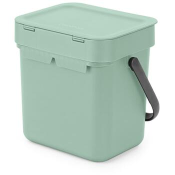 Brabantia Sort & Go мусорное ведро 211683, 3 л, 0,6 кг, Jade Green, XXS, с крышкой, настенное крепление, ручка (211683)