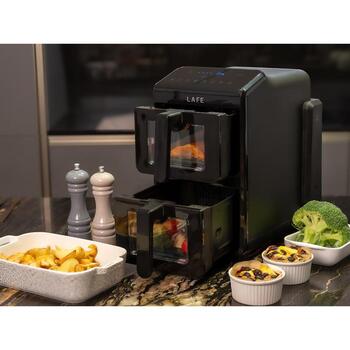 Lafe karstā gaisa friteris LAFFRY47476, 2460W, 2 grozi, 2 + 5l, elektroniskais panelis, melns (LAFFRY47476)