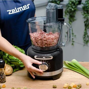 Zelmer Кухонный комбайн ZFP9000B 70505446P, 2000W, 6 скоростей, 3л чаша, 1.75л блендер, пластик, стекло, автоматические режимы (70505446P)