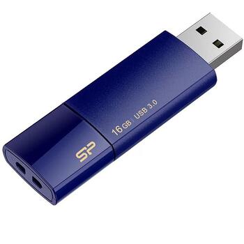 Silicon Power USB флеш-накопитель Blaze B05 SP016GBUF3B05V1D, 16 ГБ, USB 3.1 Gen 1, синий, матовый, LED индикатор, выдвижной (SP016GBUF3B05V1D)