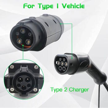 EV Charge адаптер с разъёма Type 2 на вход Type 1, 32A для зарядки переменным током (AC), подходит для электромобилей Type 1 (MG2AC)