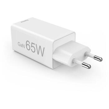 Hama зарядное устройство 001251420000, 65W, 100-240V, 2x USB-C, 1x USB-A, GaN, Power Delivery, Quick Charge 3.0, белый (001251420000)