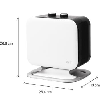 Ventilatora sildītājs ar 1800 W jaudu diviem jaudas līmeņiem piemērots 10–30 m² telpām balts CUS1800MECWA Mill (CUS1800MECWA)