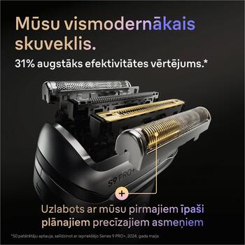 Braun bārdas skuveklis 9600s Series 9 PRO+, 60 min, 100-240 V, 5 asmeņi, mitrs un sauss, mazgājams, trimmeris, displejs (9600s)