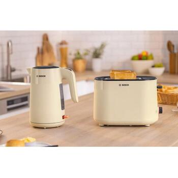 Bosch Электрический чайник TWK2M167, 2400 Вт, 1.7 л, пластик, кремовый, 360° поворотная база, автоматическое отключение (TWK2M167)