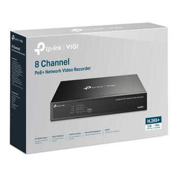 TP-Link VIGI NVR1008H-8P tīkla video ierakstītājs, 8 kanāli, 4K HDMI, 8x PoE+ 53W, H.265+, 80 Mbps (VIGINVR1008H-8P)