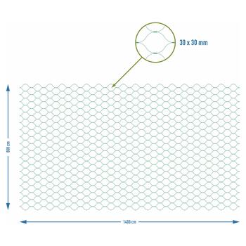 Bioogrod Сетка для защиты от птиц 721590, 8x14м, 30x30мм, зеленая, HDPE, УФ-стойкая, 5г/м2 (721590)