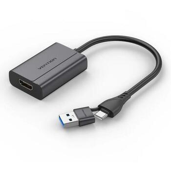 Vention HDMI на USB-C/A адаптер ACYHB 1 HDMI, 1 USB-C, 1 USB 2.0, 0.15м, 1080P@60Hz, HD качество (ACYHB)