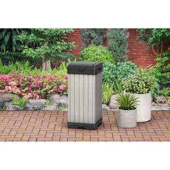 Keter Rockford Refuse Bin 125L серый 29205944, 125L, 41x41x87,4см, Duotech, устойчив к УФ, двойная крышка (29205944)