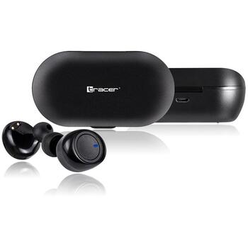 Tracer Наушники T1 TWS Bluetooth TRASLU46648, 3ч, Bluetooth 5.0, 10м, 100дБ, 16Ω, Внутриканальные, Черные, Стерео, Микрофон (TRASLU46648)