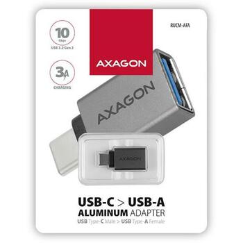 Axagon USB адаптер RUCM-AFA USB-C 3.1 M на USB-A F, 1 USB-C, 1 USB 3.1, серебристый (RUCM-AFA)