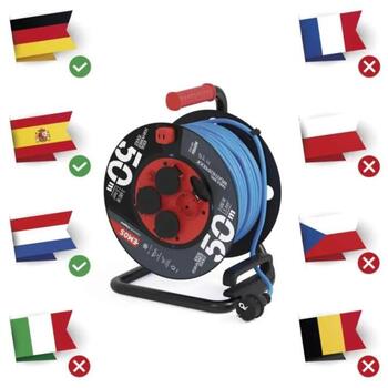 Emos Кабельная катушка с мобильным центром P08650W, 50 м, 4, 230 В, 16 А, IP44, PVC, 1,5 мм², 7 800 г (P08650W)