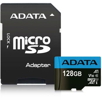 Adata карта памяти microSDXC AUSDX128GUICL10A1-RA1 128GB, скорость чтения 85MB/s, скорость записи 25MB/s, UHS-I, Class 10 (AUSDX128GUICL10A1-RA1)