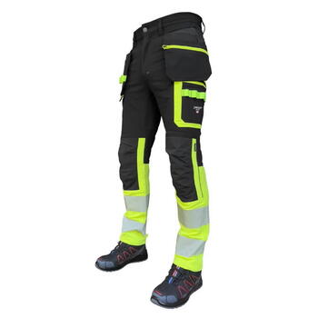 Pesso Hi-vis брюки Jupiter Slim fit CL1 KD175HVG_C56, C56, черные/желтые, 94% нейлон/6% спандекс, EN ISO 20471 1 кл. (KD175HVG_C56)