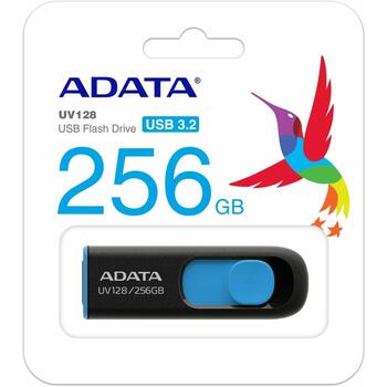 Adata USB флеш-накопитель AUV128-256G-RBE 256 ГБ, USB 3.2 Gen 1, скорость чтения 100 МБ/с, черный, синий (AUV128-256G-RBE)
