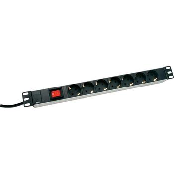 Digitus Pagarinātājs DN-95402, 2 m, 7 kontaktligzdas, 250 V, 16 A, 4000 W, alumīnija, slēdzis, 19 collas, 1U (DN-95402)