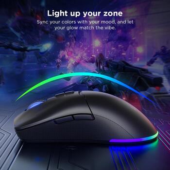Lenovo bezvadu spēļu pele Legion M220 GY51V60437, 5000 dpi, 2.4 GHz, Bluetooth, USB-C, 7 pogas, RGB apgaismojums, optiskā, balta (GY51V60437)