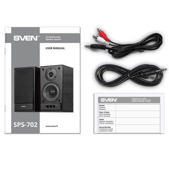 Мультимедийные 2.0 колонки SPS-702 40 W RMS 40 Hz-22 kHz с регулировкой тембра/громкости и разъёмом для наушников Чёрные SV-0120702BL SVEN (SV-0120702BL)