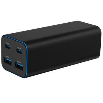 Gembird Зарядное устройство TA-UC-2A2C-PD100-01-BK 4-портовое 100 Вт, 110-240 В, 20 В, 1.5 м сетевой кабель, 3 Type-C, 2 Type-A (TA-UC-2A2C-PD100-01-BK)
