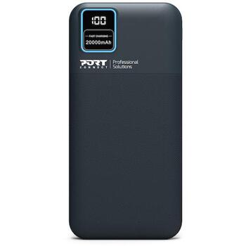 Port Connect Внешний аккумулятор Enduring 907002, 20000 мАч, 74 Втч, 5 В, 2.1 А, Li-Poly, 2x USB-A, 1x USB-C, ЖК-дисплей, синий (907002)