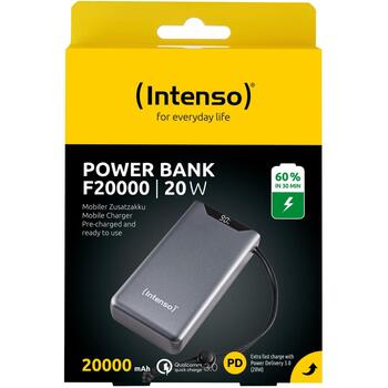 Intenso Power Bank 7332054 20000 мАч, Li-Polymer, 20 Вт, 1x USB Type-A, 1x USB Type-C, защита от ЭСД (7332054)